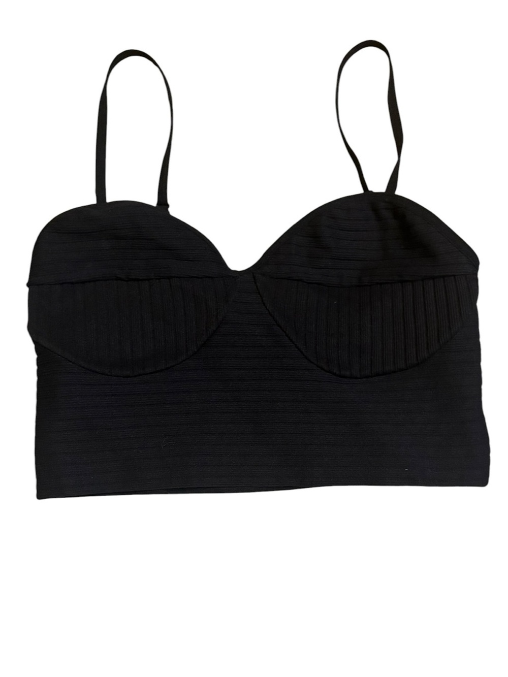 Garage Black Ribbed Bustier Bandeau Crop Top Size Medium Y2K